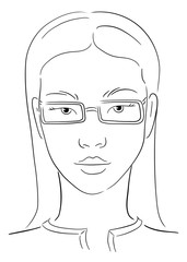 portrait einer jungen asiatischen Frau mit eckiger Brille