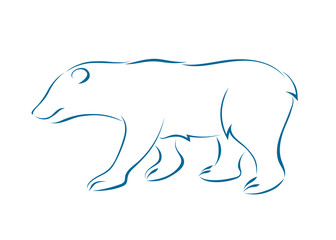 Blue brushstroke outline Polarbear icon vector