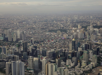 Aerial view of Manila city with skyscrapers