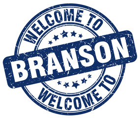 welcome to Branson blue round vintage stamp