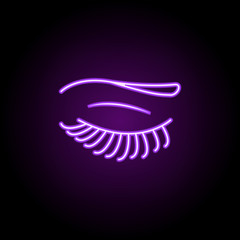 eyelashes icon. Elements of Beauty, make up, cosmetics in neon style icons. Simple icon for websites, web design, mobile app, info graphics