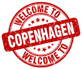 welcome to Copenhagen red round vintage stamp