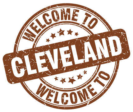 welcome to Cleveland brown round vintage stamp