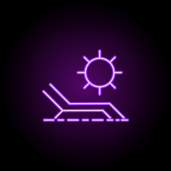 chaise lounge and sun icon. Elements of Beauty, make up, cosmetics in neon style icons. Simple icon for websites, web design, mobile app, info graphics