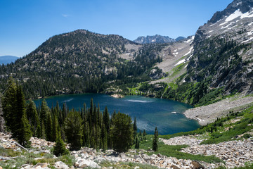 Naklejka na ściany i meble Alpine Lake along the Iron Creek and Sawtooth Lake trail in Idaho