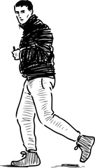 A sketch of a casual urban pedestrian