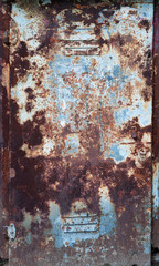 Background from old burnt rusty iron with peeling paint