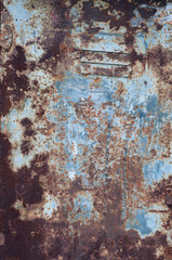  Background of old rusty burnt iron with peeling paint