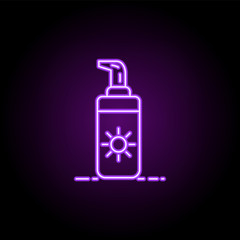 sunscreen icon. Elements of Beauty, make up, cosmetics in neon style icons. Simple icon for websites, web design, mobile app, info graphics