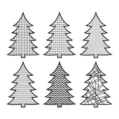 Obraz premium Set of Christmas tree icons in pop art stile Can be used for web and mobile. Vector illustration
