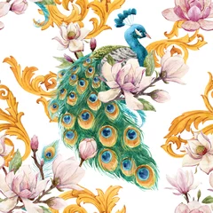 Blackout roller blinds Peacock Watercolor peacock pattern
