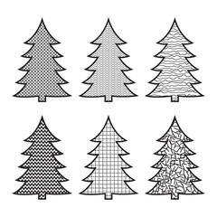 Set of Christmas tree icons in pop art stile Can be used for web and mobile. Vector illustration