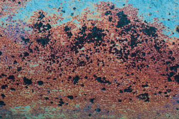 Background from old shabby blue iron paint