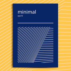 Vector design template of brochure, layouts, annual report, magazine, album, poster. Minimal background with space for text. Print A4 cover with structural halftone, striped diagonal lines.