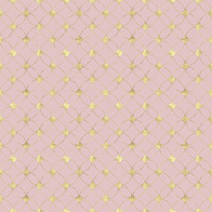 Seamless pastel pink background with abstract vintage gold glitter pattern