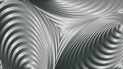 Abstract vector uncolored background. Abstraction with round striped gradient lines. Backdrop with circles and triangles.