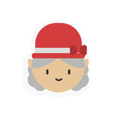 Santa woman, Christmas 2 colored line sticker icon. Elements of Christmas in color icons. Simple icon for websites, web design, mobile app, info graphics