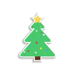 Christmas tree 2 colored line sticker icon. Elements of Christmas in color icons. Simple icon for websites, web design, mobile app, info graphics