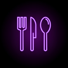 cutlery icon. Elements of Food and drink in neon style icons. Simple icon for websites, web design, mobile app, info graphics