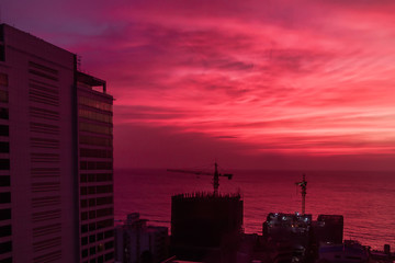 Red-purple sunset in Colombo, Sri Lanka