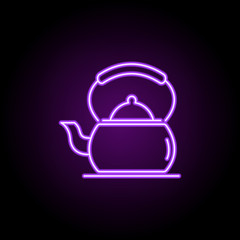 kettle on the stove icon. Elements of Food and drink in neon style icons. Simple icon for websites, web design, mobile app, info graphics