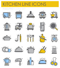 Kitchen appliances line icons set on white background for graphic and web design, Modern simple vector sign. Internet concept. Trendy symbol for website design web button or mobile app