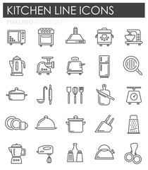 Kitchen appliances line icons set on white background for graphic and web design, Modern simple vector sign. Internet concept. Trendy symbol for website design web button or mobile app