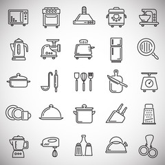 Kitchen appliances line icons set on white background for graphic and web design, Modern simple vector sign. Internet concept. Trendy symbol for website design web button or mobile app