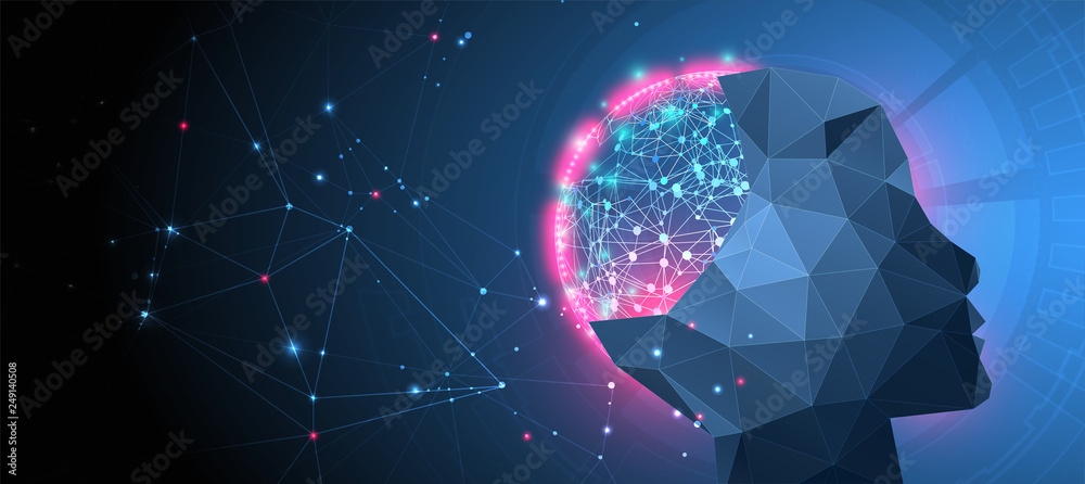 Poster artificial intelligence concept. creative brain concept background. vector science illustration.
