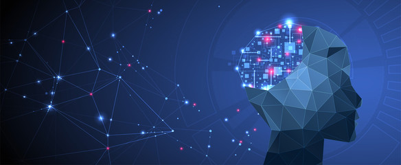 Artificial Intelligence concept.  Creative brain concept background. Vector science illustration.