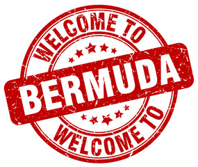 welcome to Bermuda red round vintage stamp