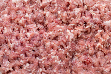 Raw minced pork and beef. Preparation of meat for meatballs.