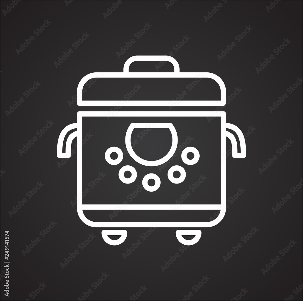 Poster multicooker line icon on black background for graphic and web design, modern simple vector sign. int