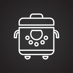 Multicooker line icon on black background for graphic and web design, Modern simple vector sign. Internet concept. Trendy symbol for website design web button or mobile app