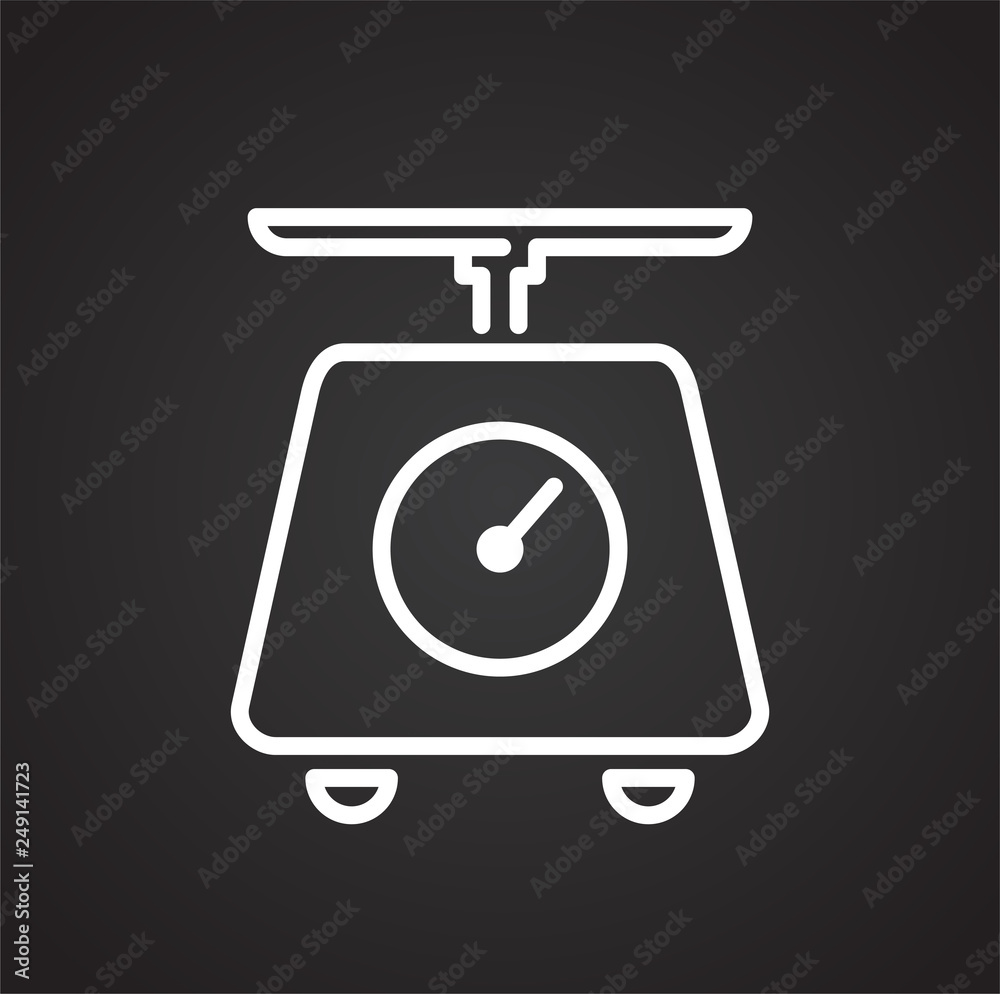 Poster scales line icon on black background for graphic and web design, modern simple vector sign. internet