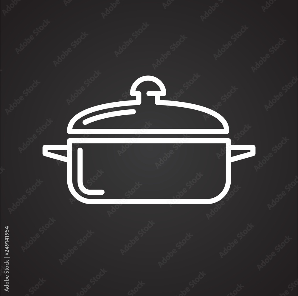 Poster cookware line icon on black background for graphic and web design, modern simple vector sign. intern