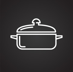 Cookware line icon on black background for graphic and web design, Modern simple vector sign. Internet concept. Trendy symbol for website design web button or mobile app
