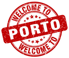 welcome to Porto red round vintage stamp