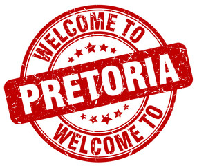 welcome to Pretoria red round vintage stamp