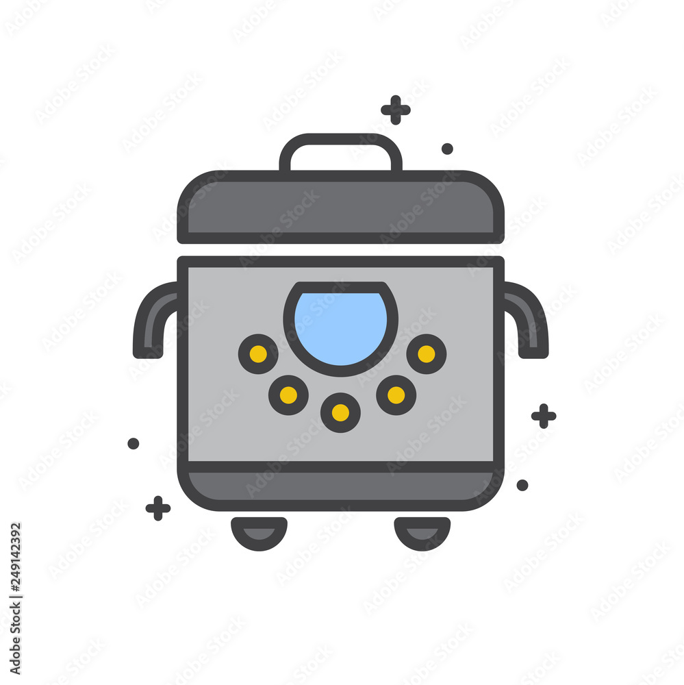 Poster multicooker line icon on white background for graphic and web design, modern simple vector sign. int