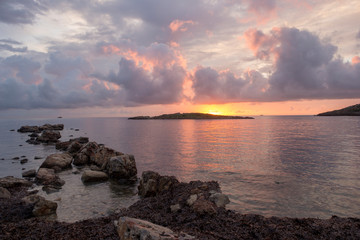 Obraz premium The cala sa sal rossa in ibiza at dawn