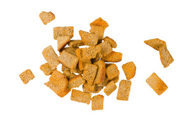 pieces of brown dried bread isolated on white