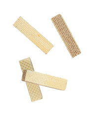 Wafers with chocolate filling, isolated on white background, top view