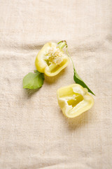 Two halves of green pepper
