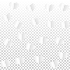 Hearts Confetti Falling Background. St. Valentine's Day pattern. Romantic Scattered Hearts Design Element. Love. Sweet Moment. Gift. Cute Element of Design for Sales or Celebration.