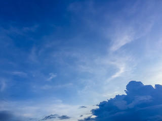 Sparse clouds in the blue sky morning background. Fluffy clouds in the blue sky evening background. Blue sky in summer background with tiny clouds,