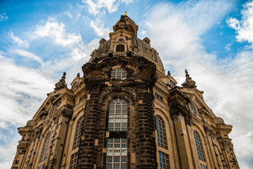 Fototapeta na wymiar Frauenkirche (Our Lady church) facade upshot Dresden, Germany