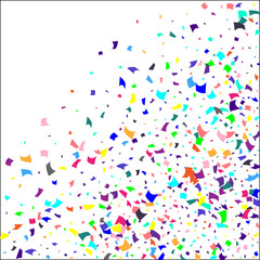 Colorful confetti on white background. 