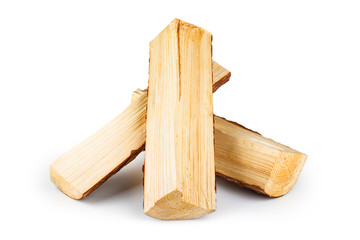 Pile of firewood isolated on a white background