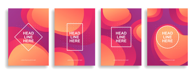 A collection of colorful covers. Wavy shapes with gradient. Modern design. Eps10 vector